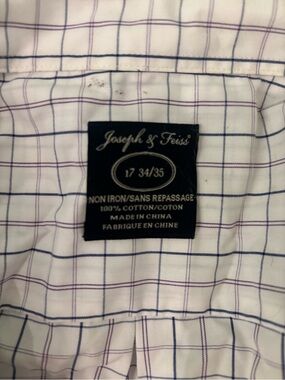 Joseph & Feiss White Dress Shirt with Blue and Purple Windowpane